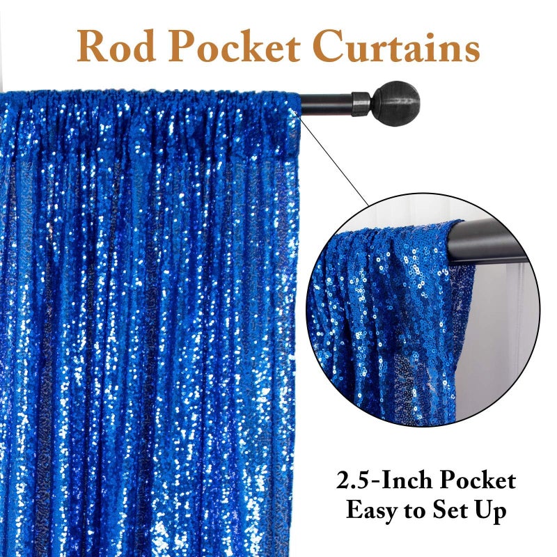 ShiDianYi 8 X 8, Ready to Dispatch,Sequin Backdrops, Sequin Photo Booth Backdrop, Party Wedding Sparkling Photography Prop (8ftx8ft, Royal Blue) - Image 3